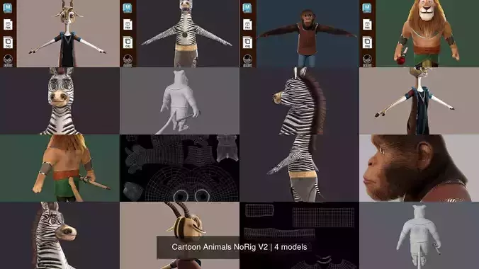 Cartoon Animals NoRig V2