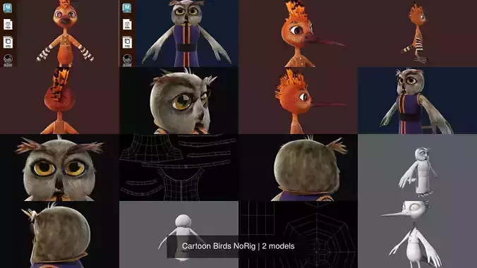 Cartoon Birds NoRig