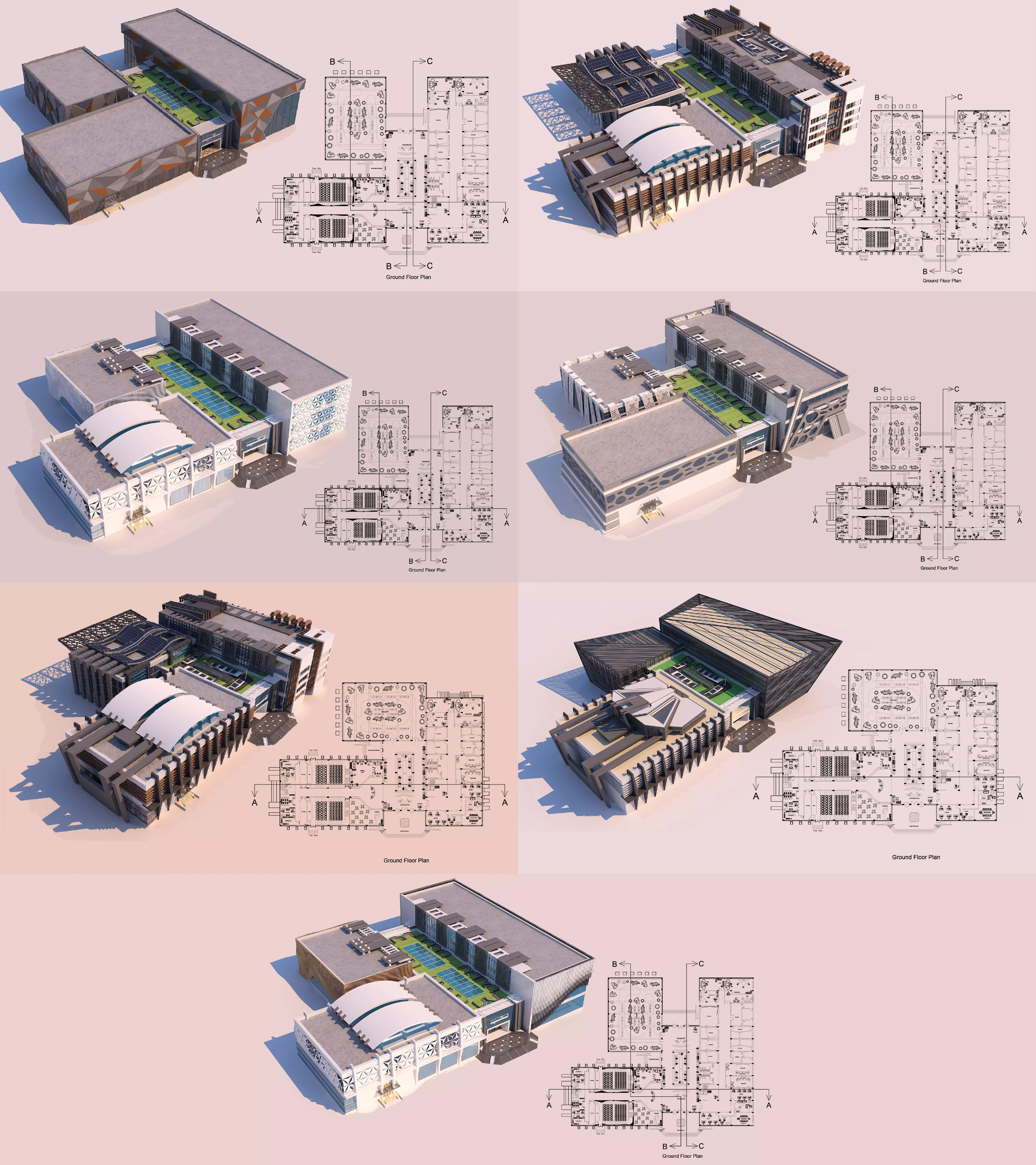 7 Projects - Art Center 2021 - 2Ds Plans - 3Ds Files 3D Model Collection_0