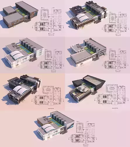 7 Projects - Art Center 2021 - 2Ds Plans - 3Ds Files 3D Model Collection