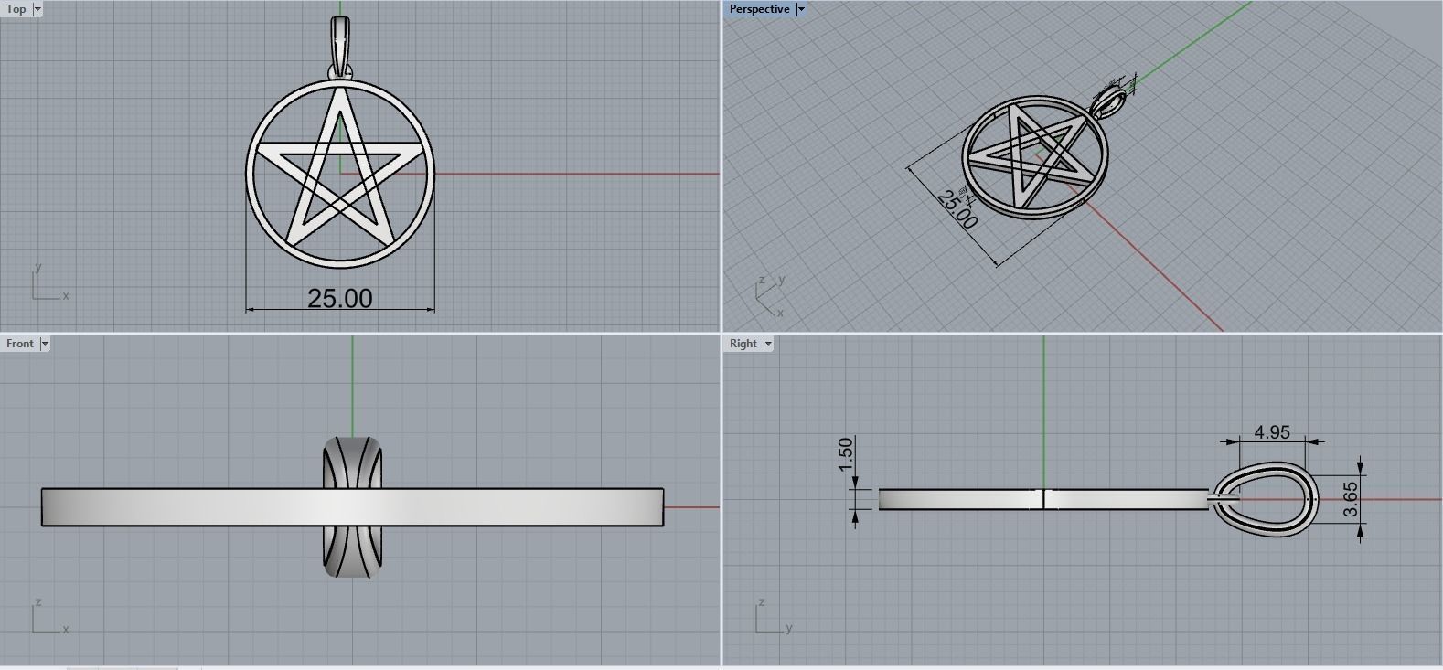 Star of David pendant model 323 3D print model_6