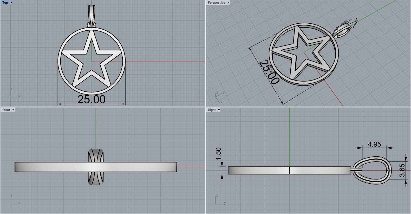 Star pendant model 324 3D print model_5