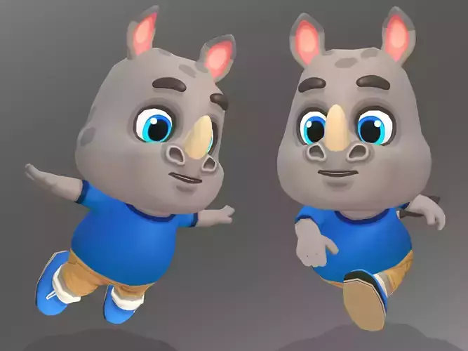 Rhino Animated Rigged Low-poly 3D model