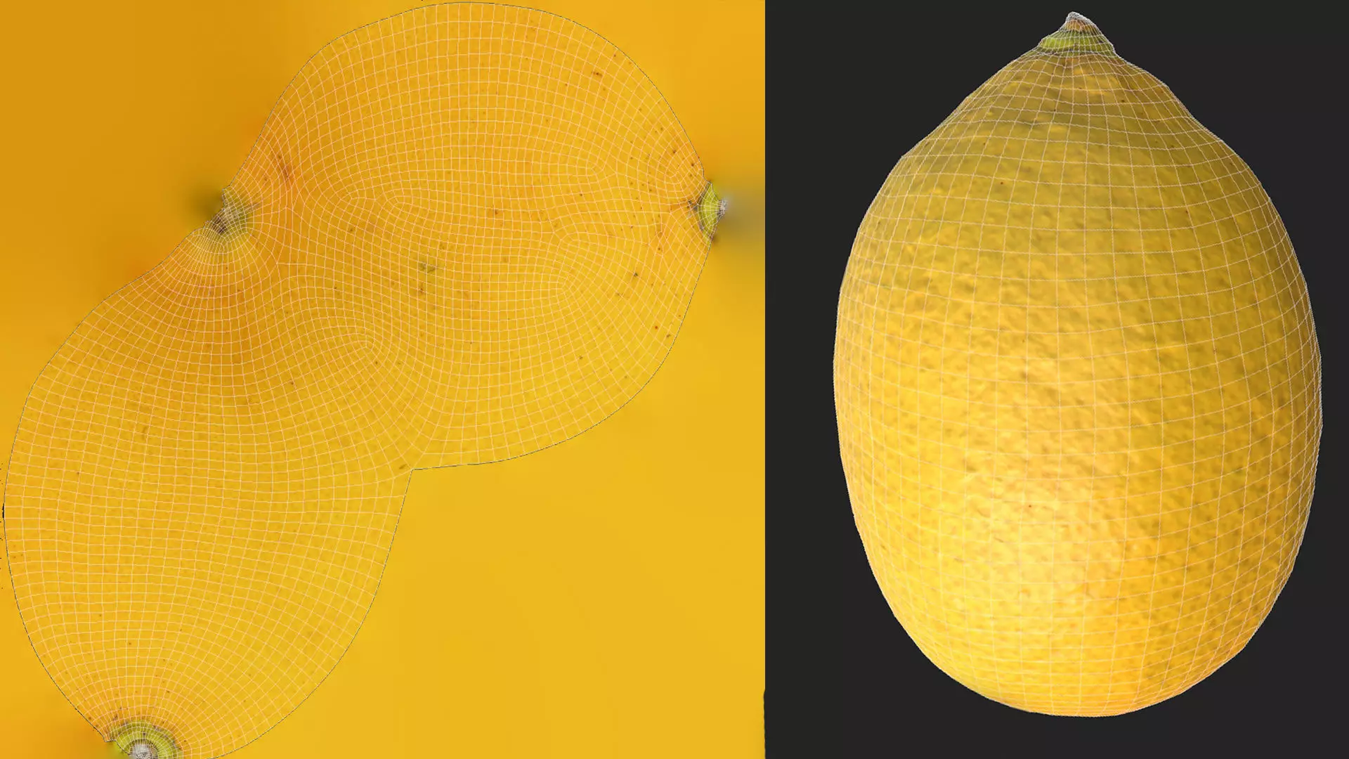 Lemon and half a lemon Low-poly 3D model_6