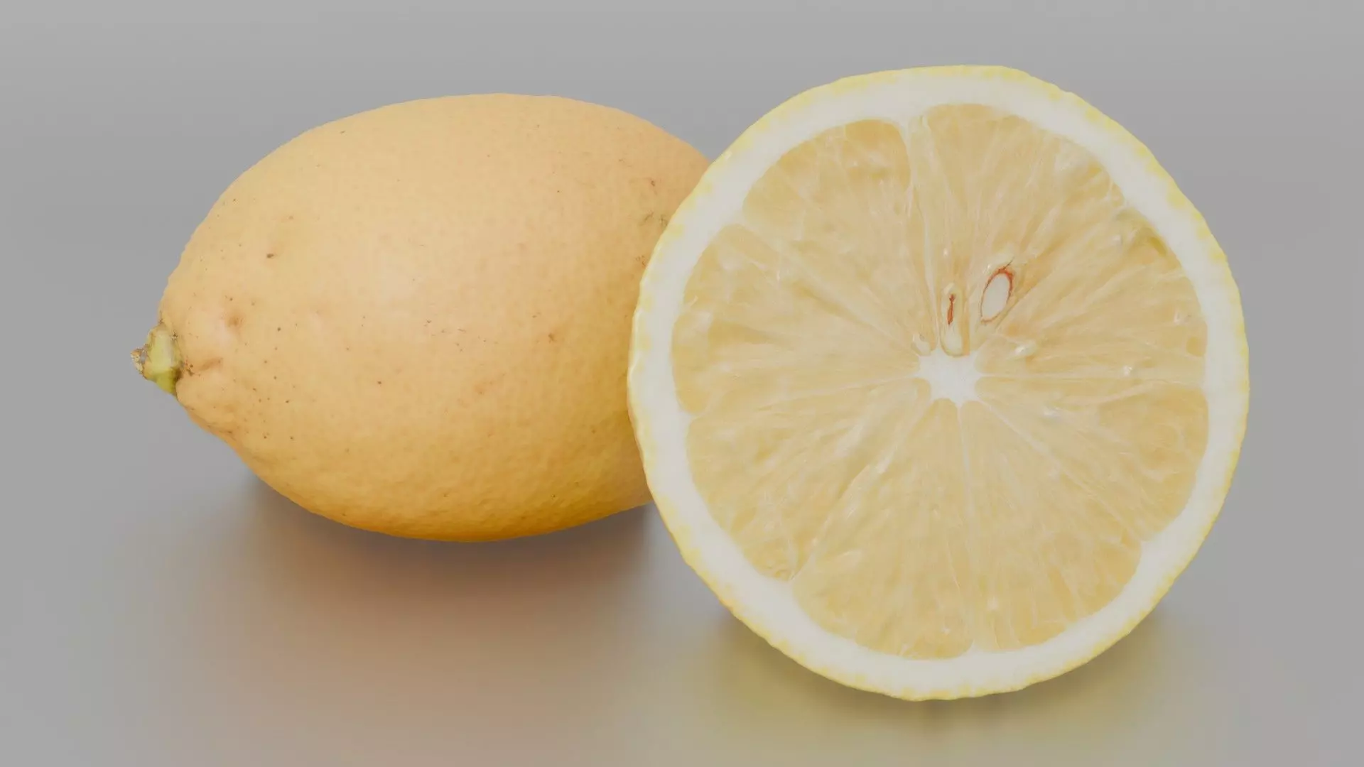 Lemon and half a lemon Low-poly 3D model_0