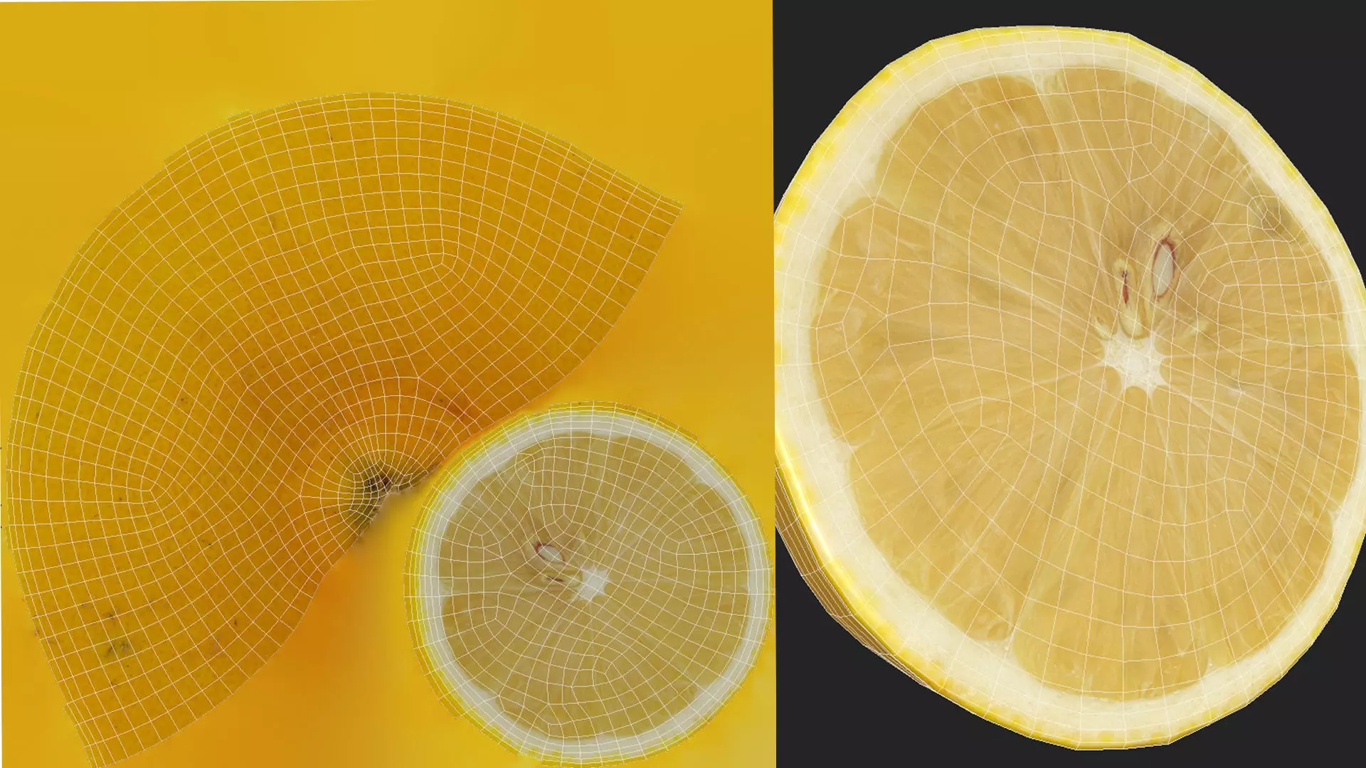 Lemon and half a lemon Low-poly 3D model_7
