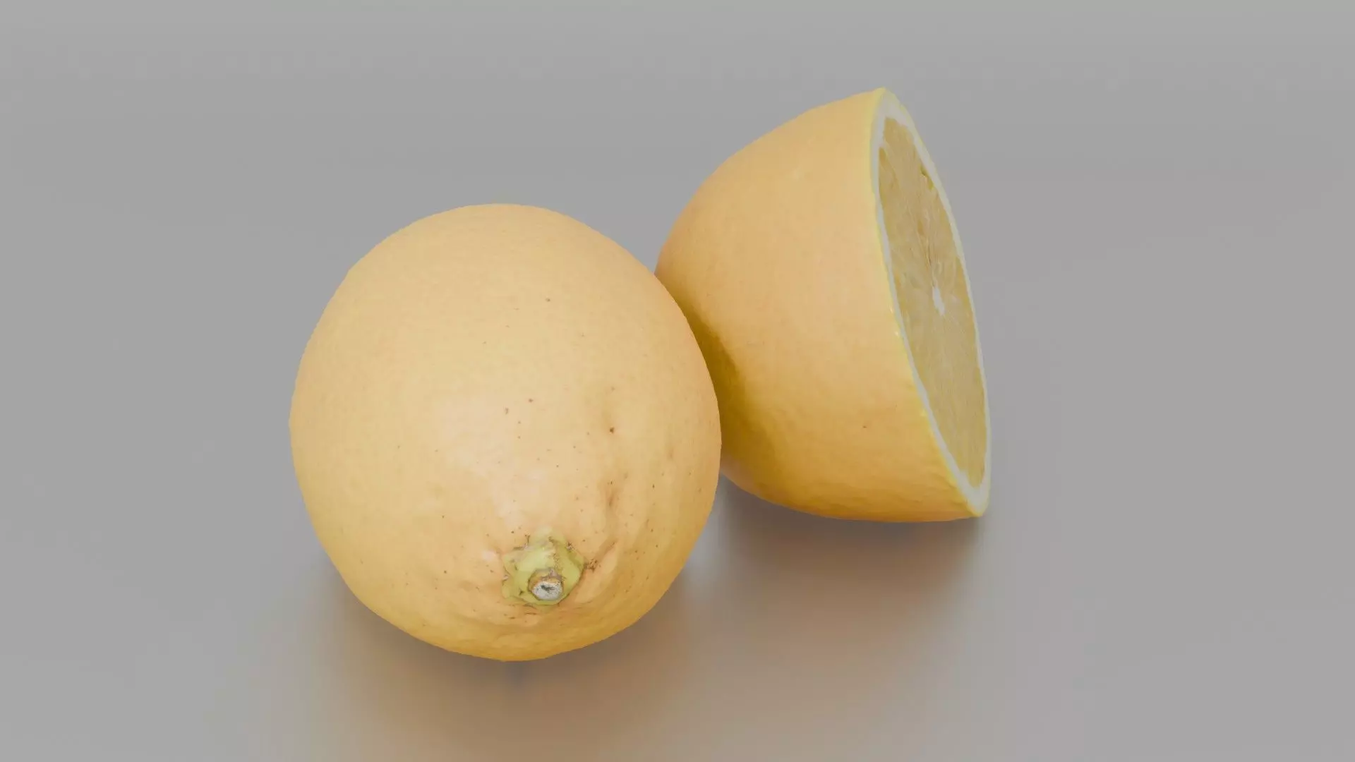 Lemon and half a lemon Low-poly 3D model_3