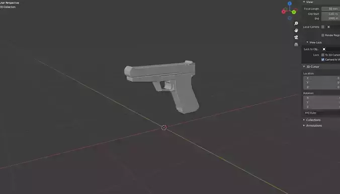 Low poly Glock gun