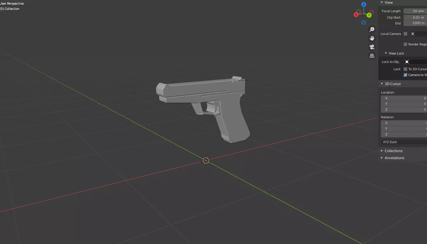 Low poly Glock gun Free 3D model_0