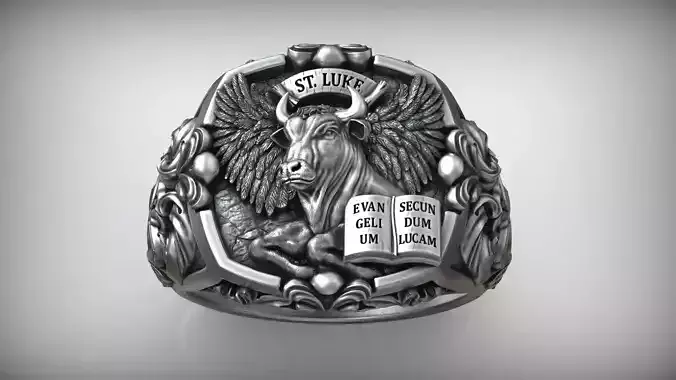 Taurus Of Saint Luke Apostle Evangelist Wings Signet