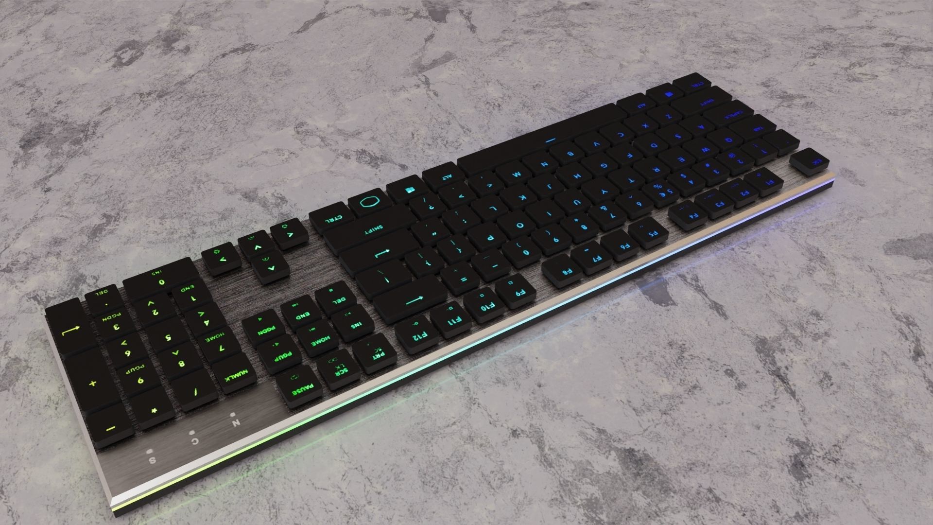 Cooler Master SK650 Keyboard rgb Low-poly 3D model_2