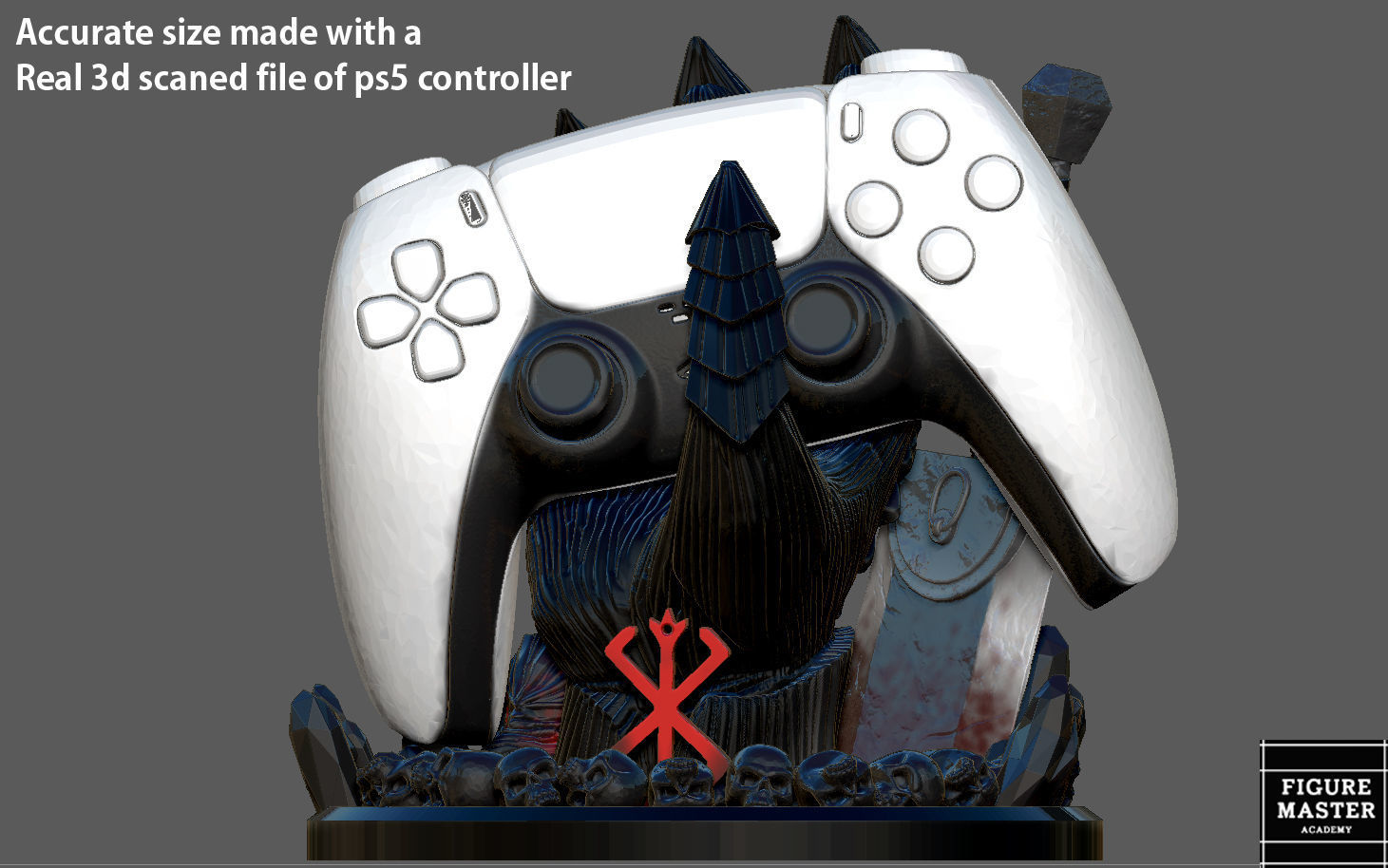 BERSERK GUTS HAND PS4 PS5 CONTROLLER HOLDER FANTASY CHARACTER 3D print model_4