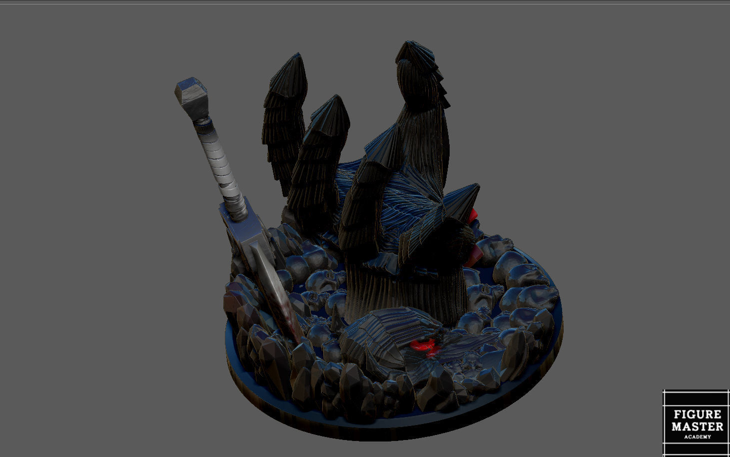 BERSERK GUTS HAND PS4 PS5 CONTROLLER HOLDER FANTASY CHARACTER 3D print model_13