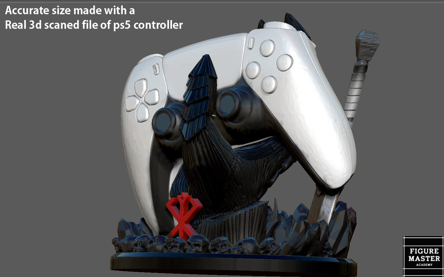BERSERK GUTS HAND PS4 PS5 CONTROLLER HOLDER FANTASY CHARACTER 3D print model_6