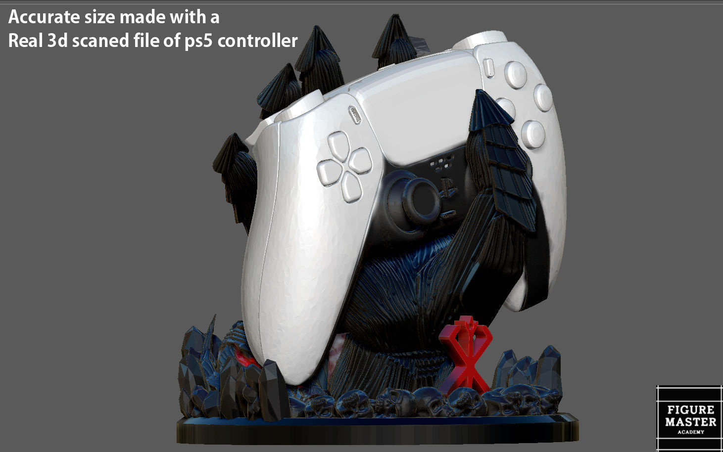 BERSERK GUTS HAND PS4 PS5 CONTROLLER HOLDER FANTASY CHARACTER 3D print model_9