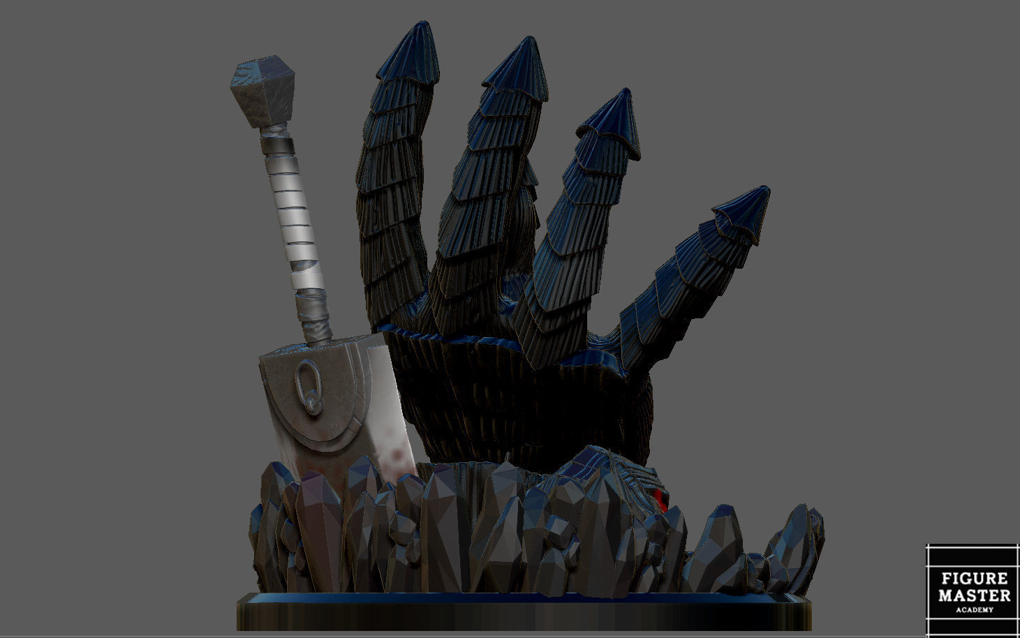 BERSERK GUTS HAND PS4 PS5 CONTROLLER HOLDER FANTASY CHARACTER 3D print model_16