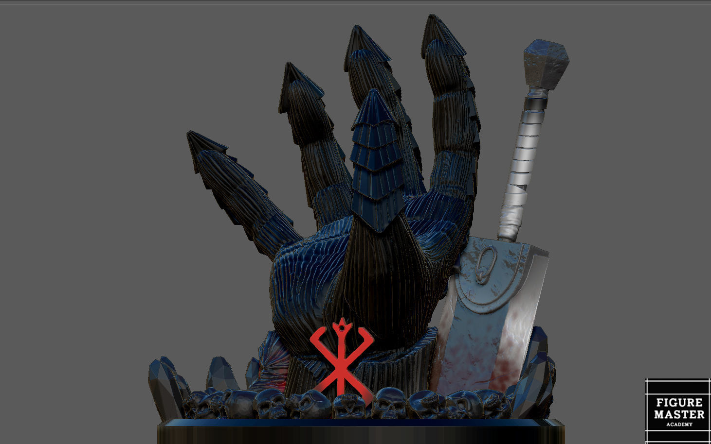 BERSERK GUTS HAND PS4 PS5 CONTROLLER HOLDER FANTASY CHARACTER 3D print model_5