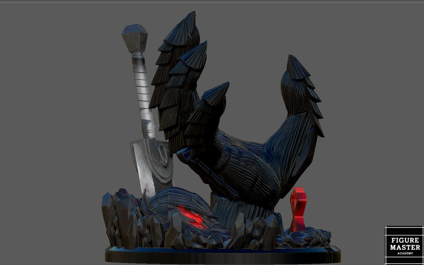 BERSERK GUTS HAND PS4 PS5 CONTROLLER HOLDER FANTASY CHARACTER 3D print model_11