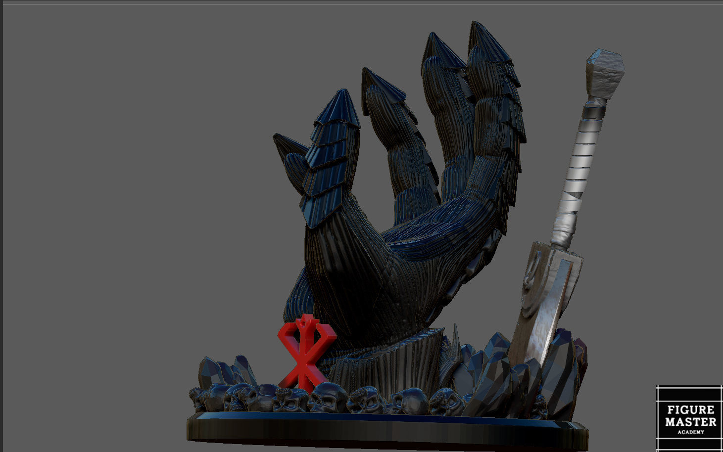 BERSERK GUTS HAND PS4 PS5 CONTROLLER HOLDER FANTASY CHARACTER 3D print model_7