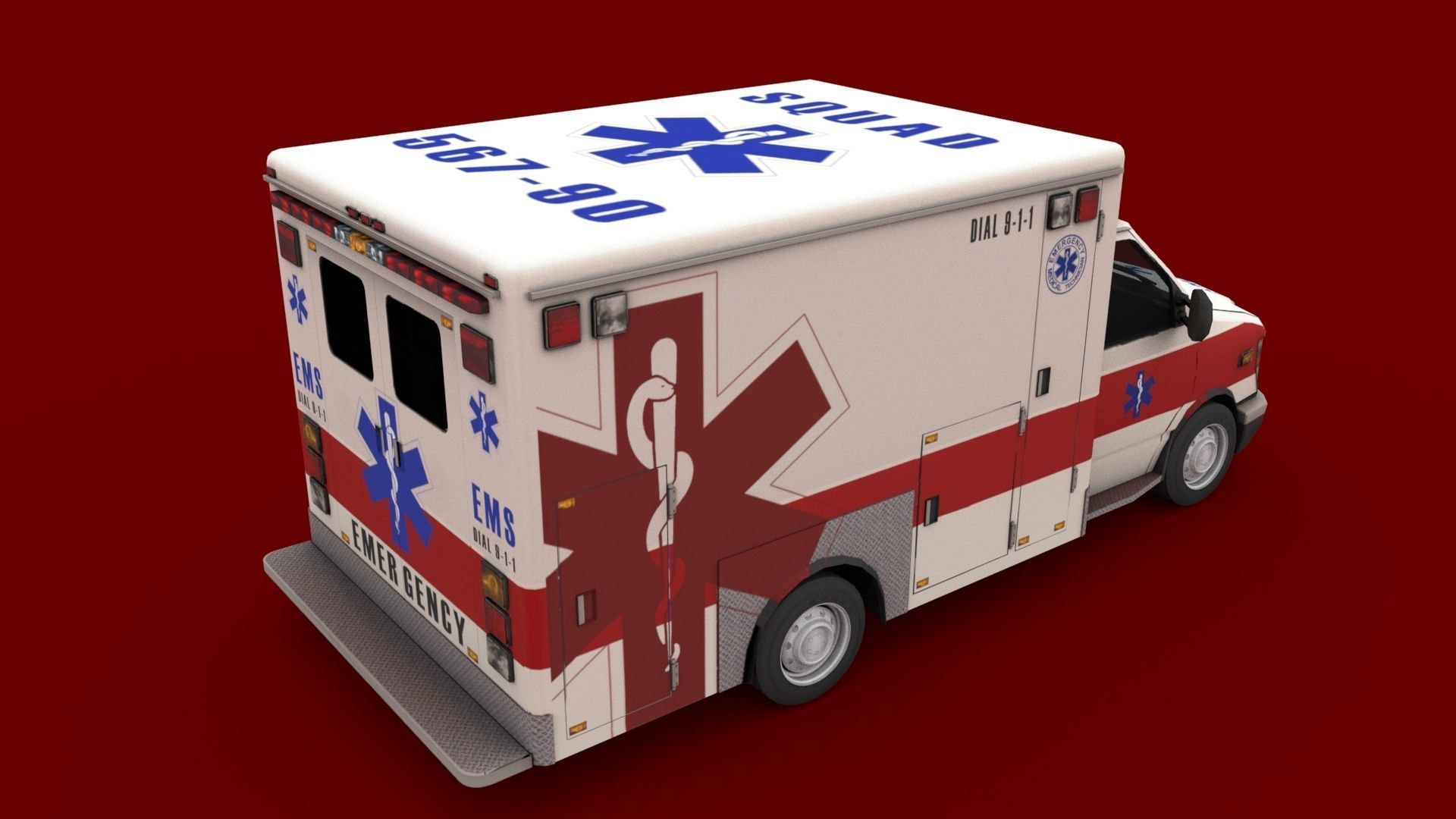 ambulance Low-poly 3D model_3