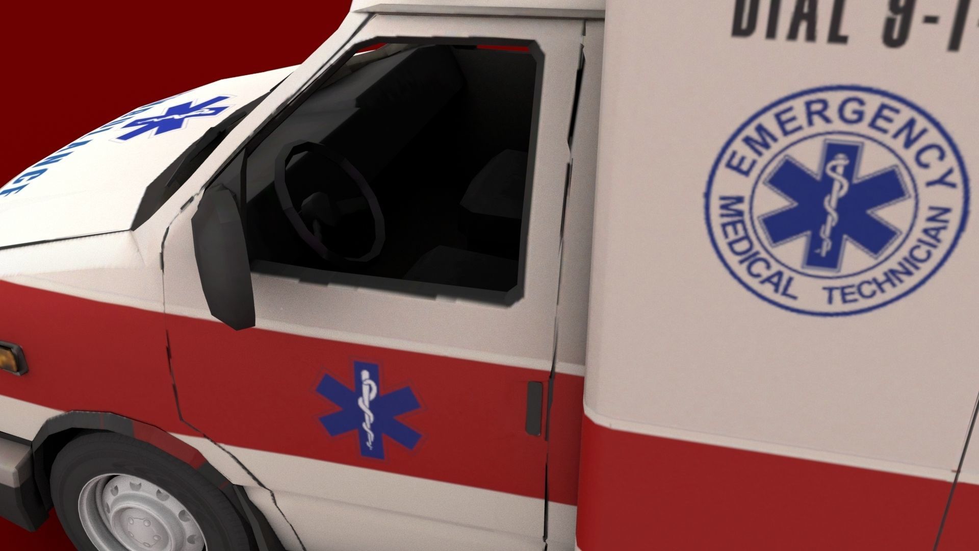 ambulance Low-poly 3D model_1