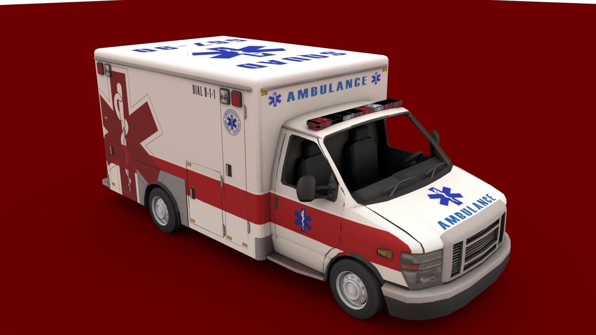 ambulance Low-poly 3D model_6