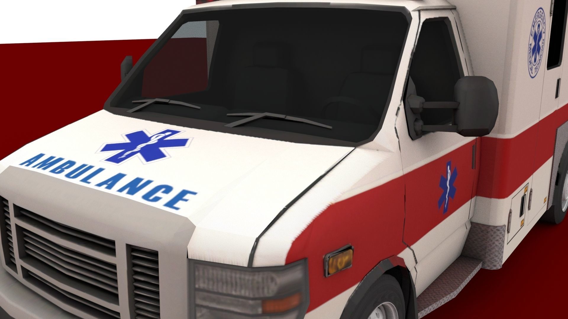 ambulance Low-poly 3D model_4