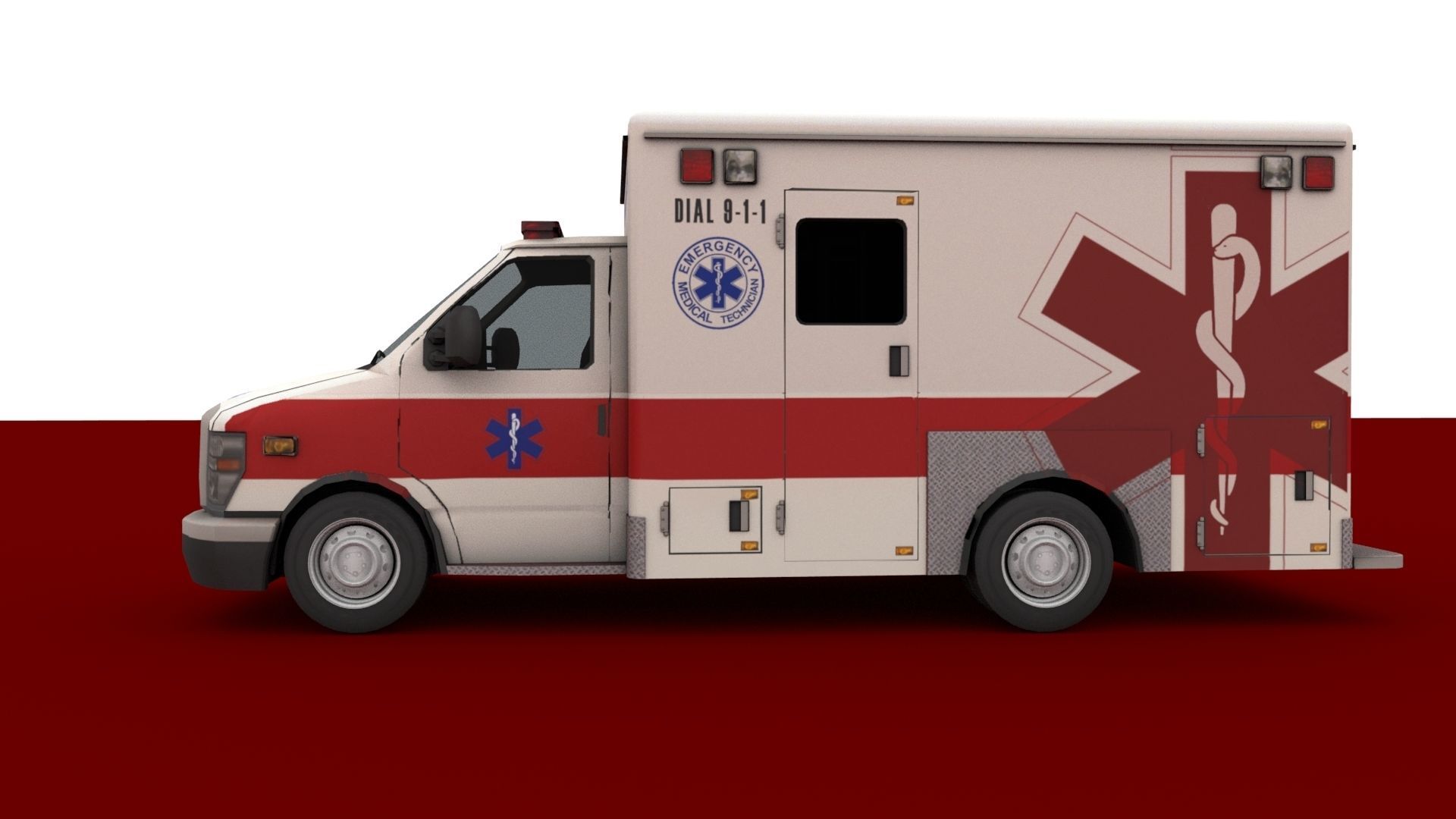 ambulance Low-poly 3D model_7