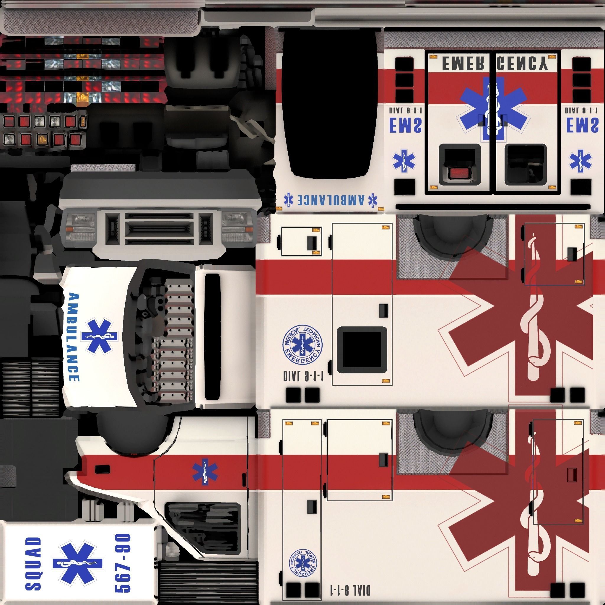 ambulance Low-poly 3D model_14