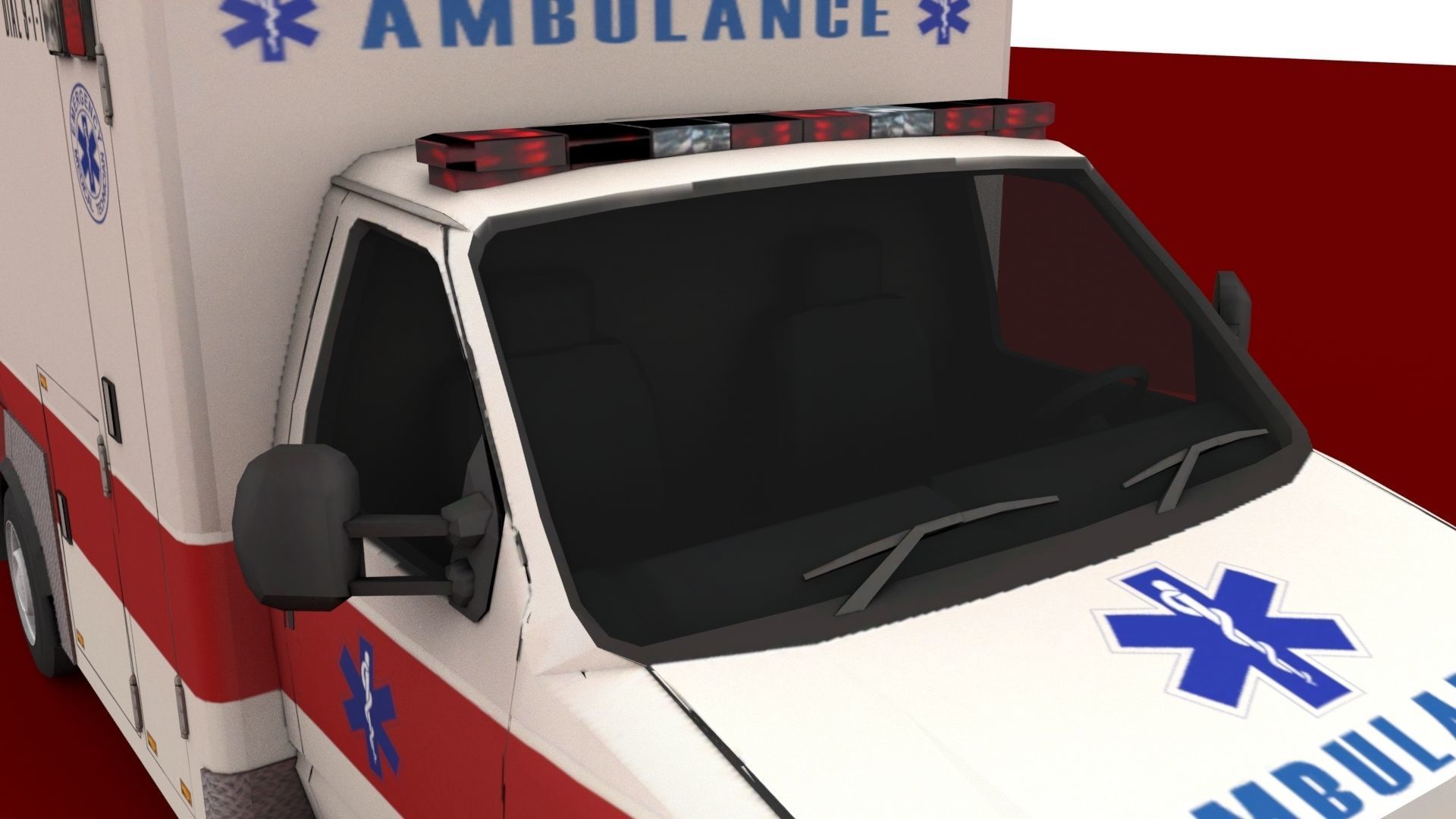 ambulance Low-poly 3D model_5