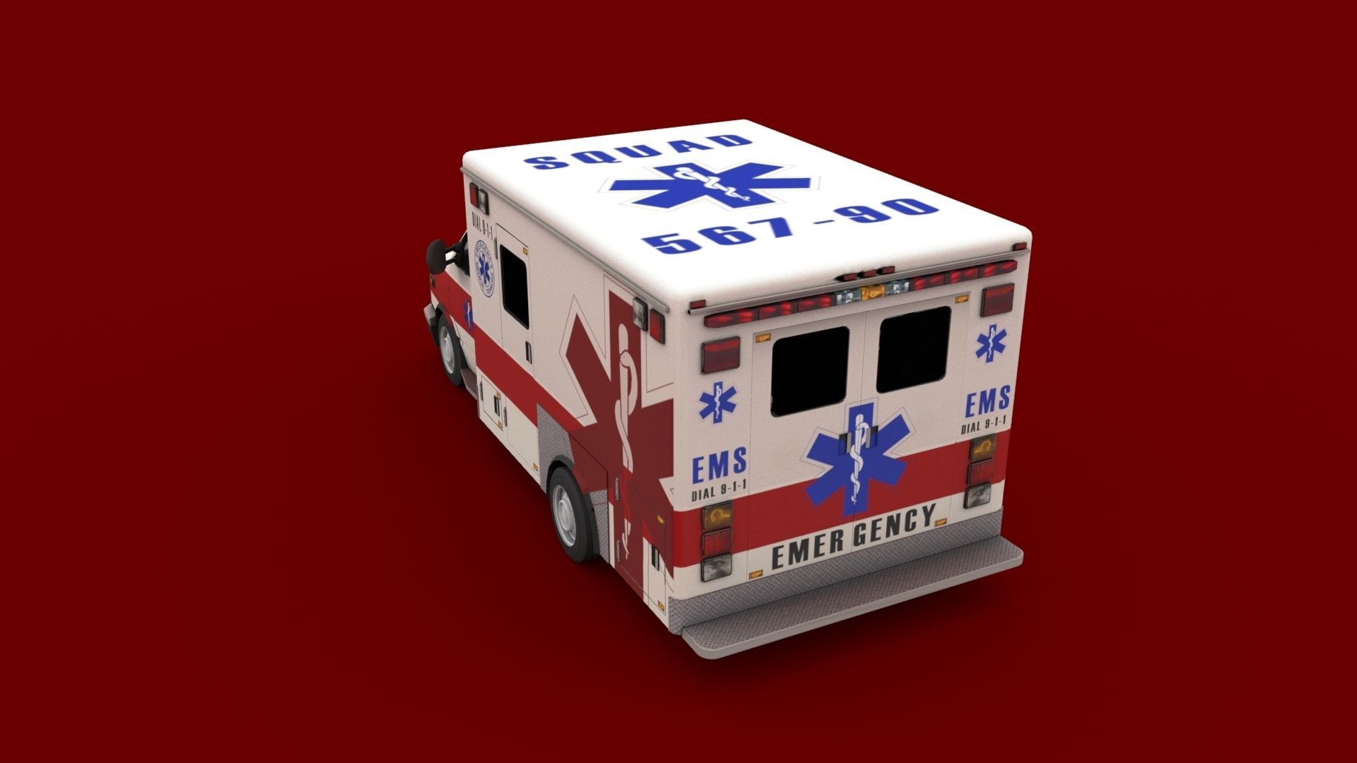 ambulance Low-poly 3D model_2