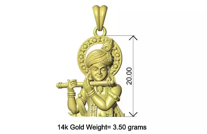 Lord Krishna Gold Pendant Design