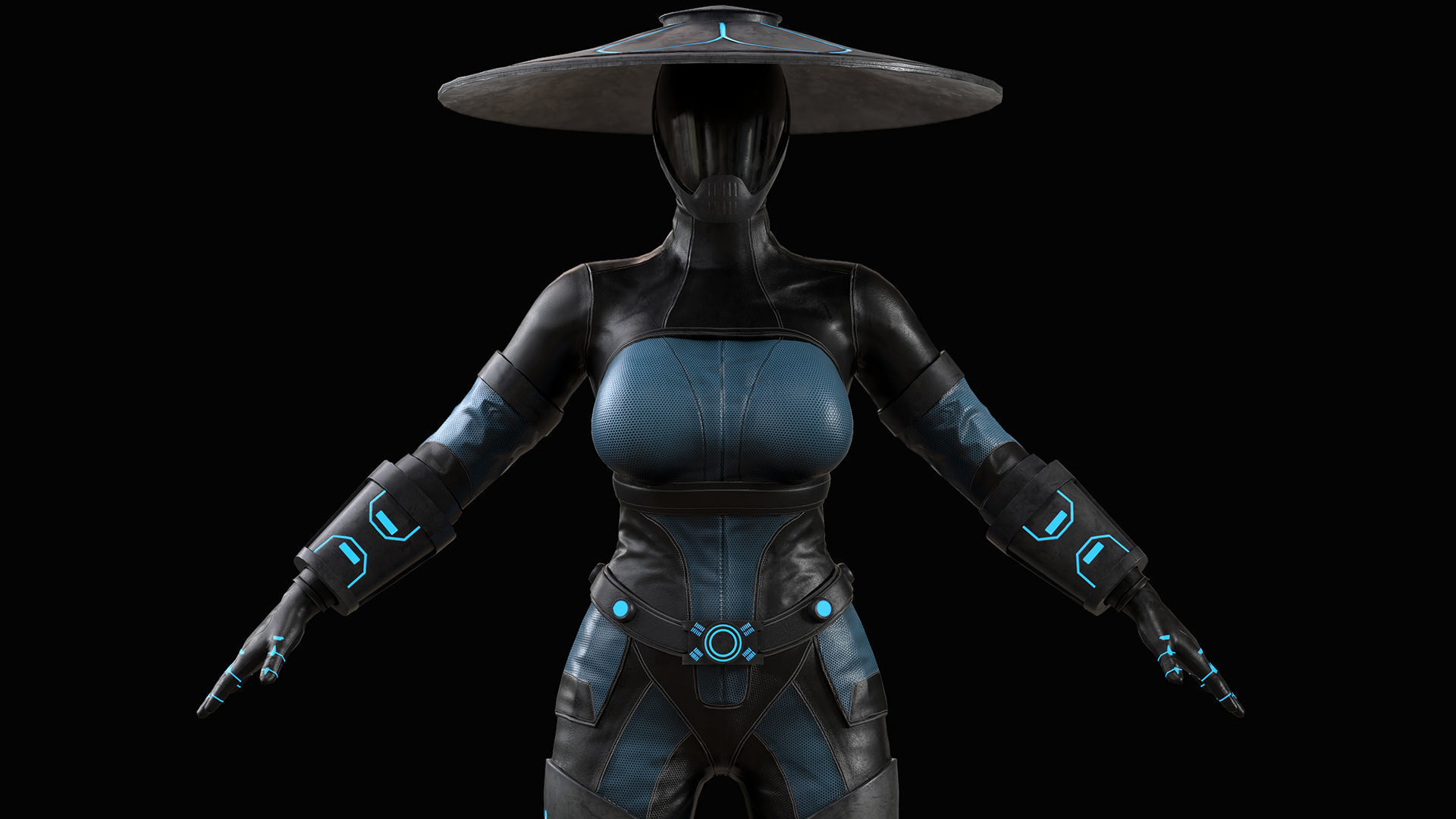 Sci-fi Samurai Low-poly 3D model_3