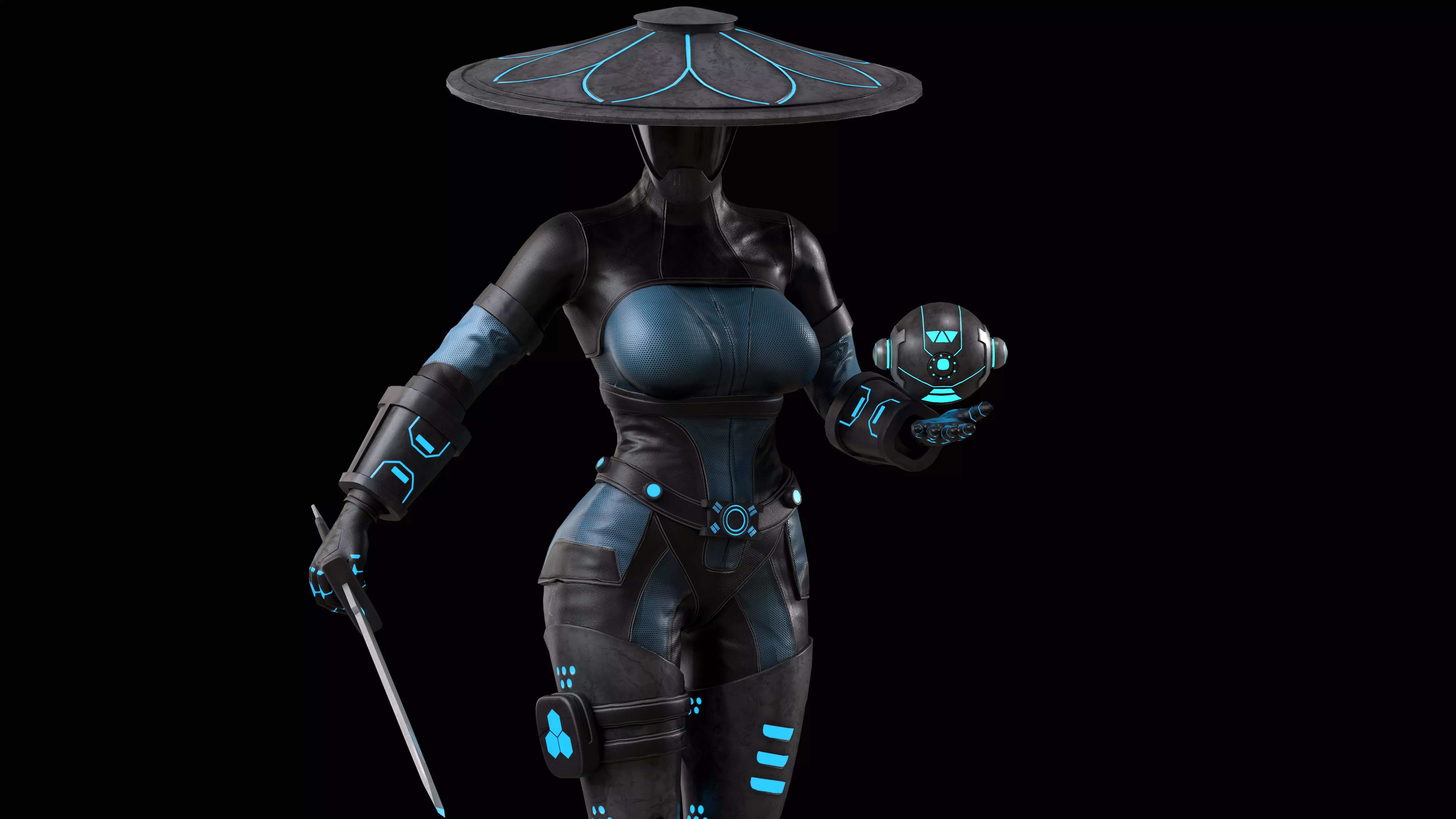 Sci-fi Samurai Low-poly 3D model_0