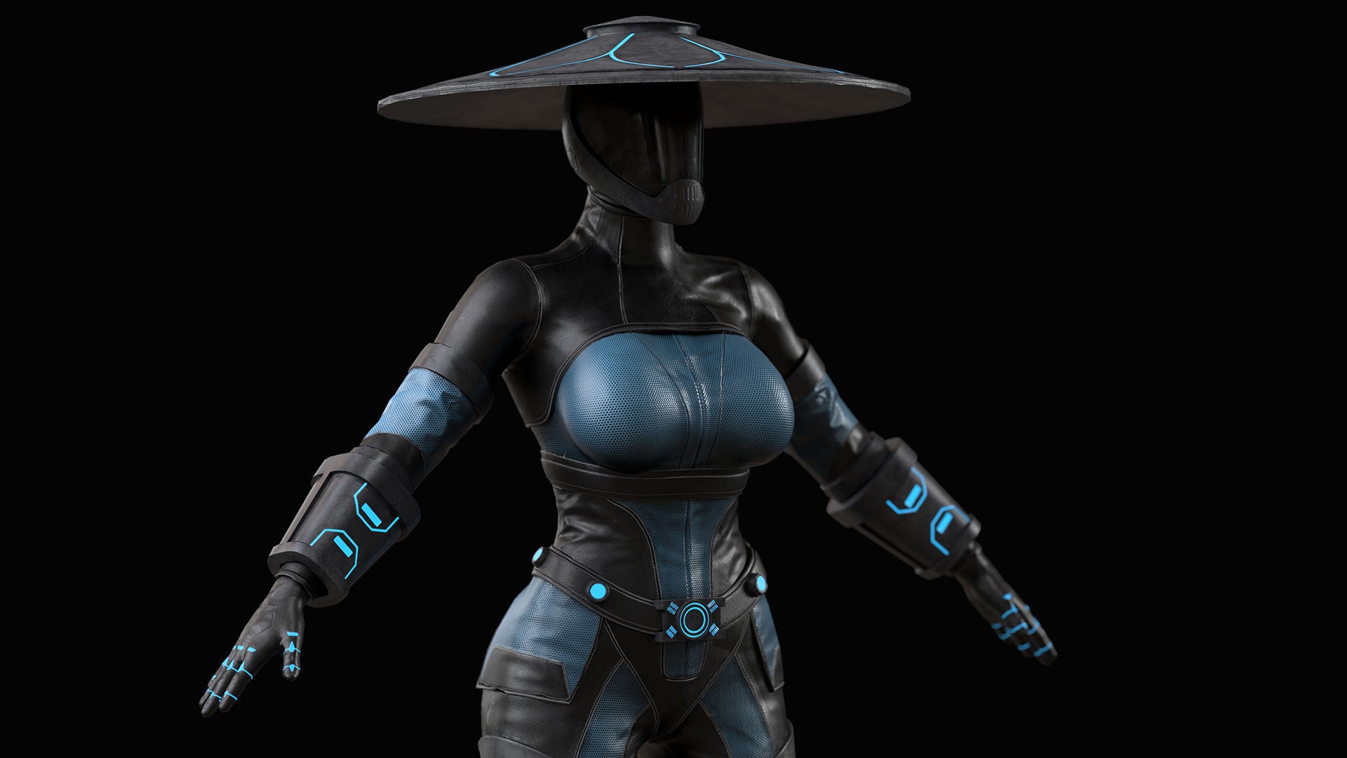 Sci-fi Samurai Low-poly 3D model_6