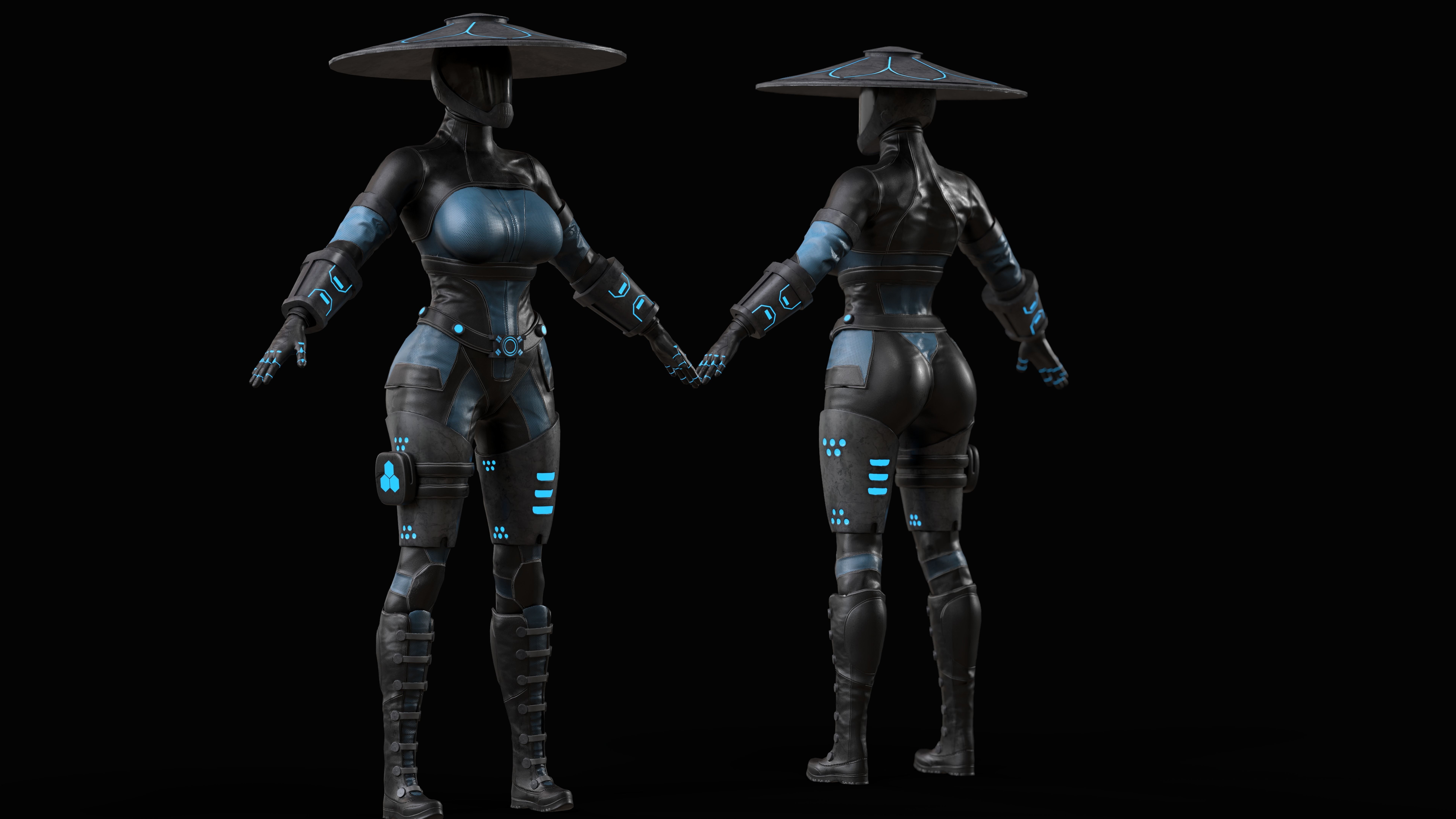 Sci-fi Samurai Low-poly 3D model_1