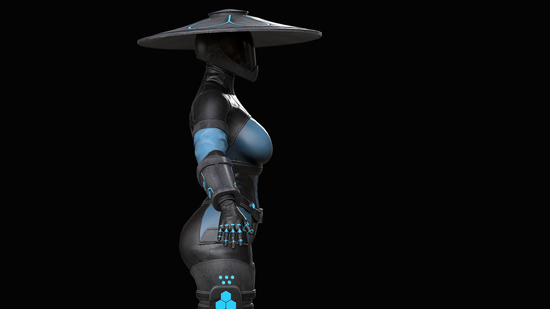 Sci-fi Samurai Low-poly 3D model_5