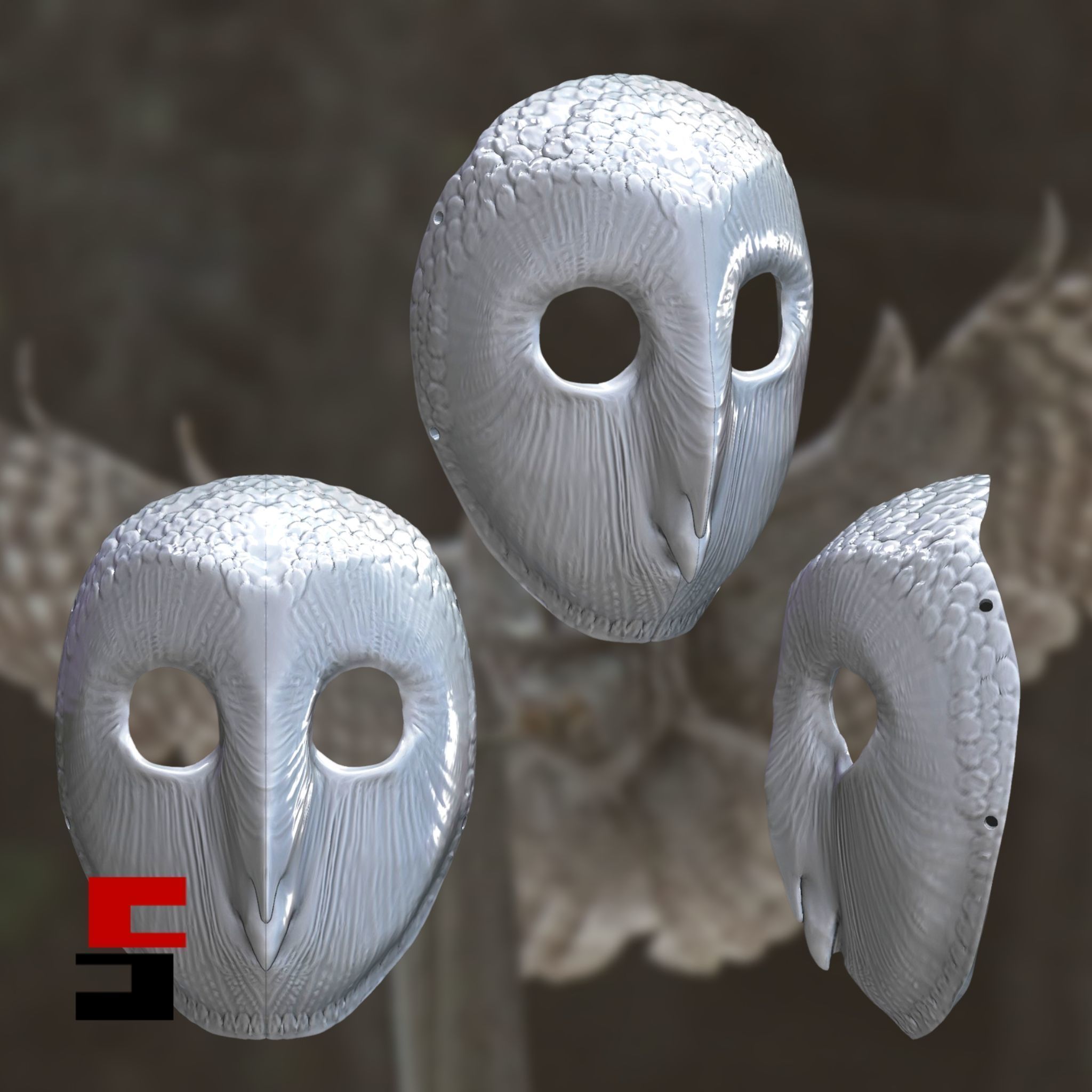 Owl mask 3D print model_4
