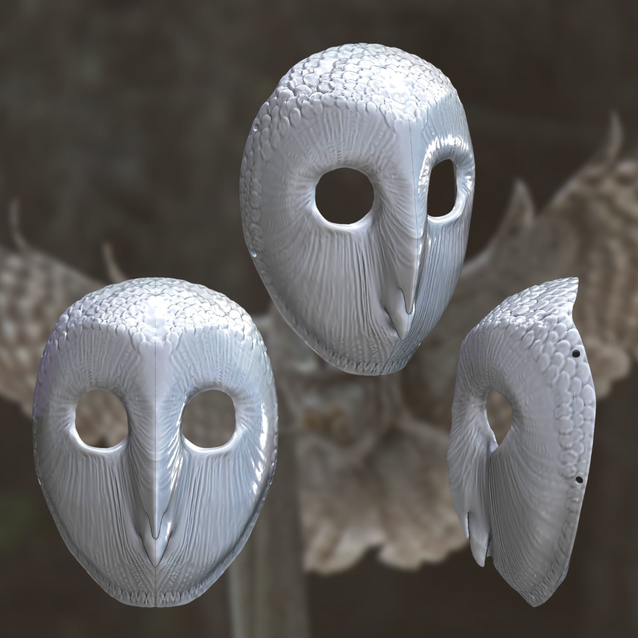 Owl mask 3D print model_6
