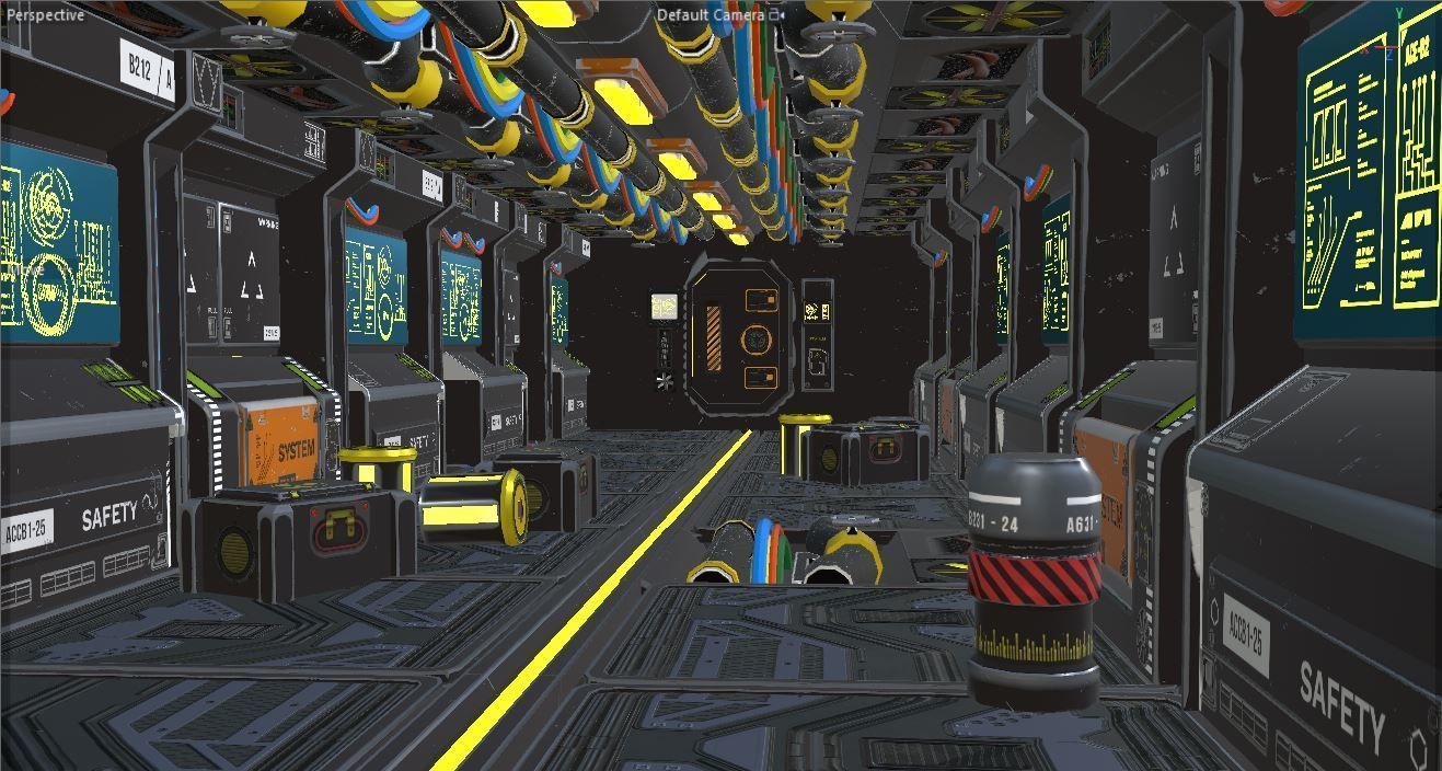 Sci-Fi Modular Corridor Low-poly 3D model_3