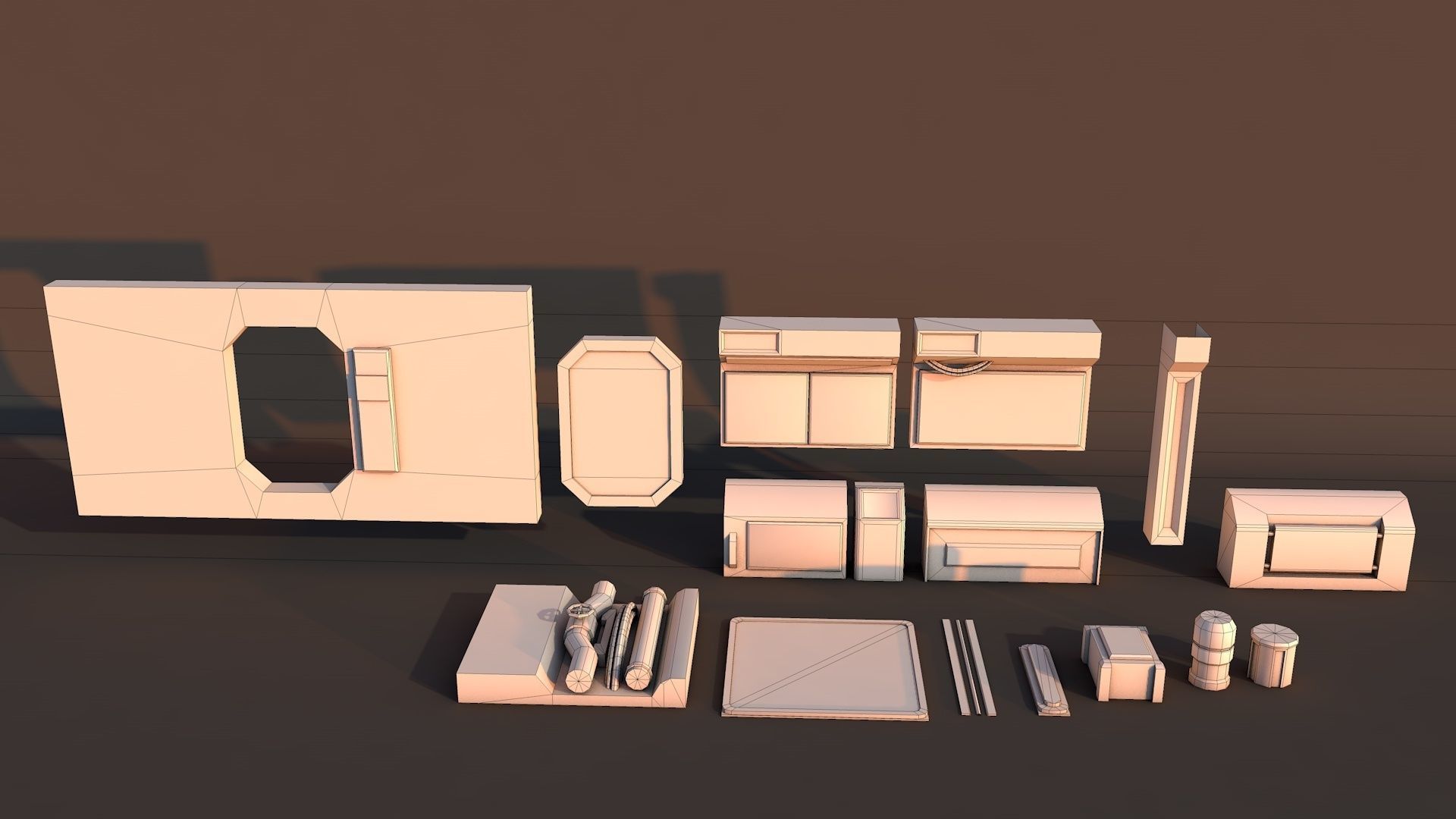 Sci-Fi Modular Corridor Low-poly 3D model_4