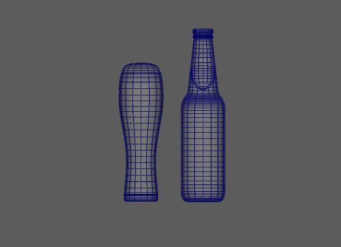heineken beer bottle and glass Low-poly 3D model_11
