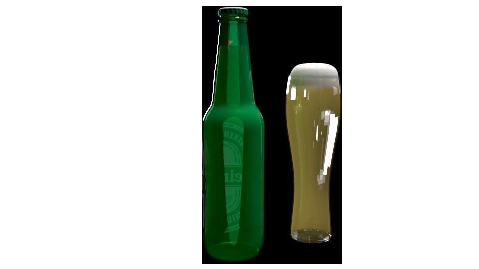 heineken beer bottle and glass Low-poly 3D model_5