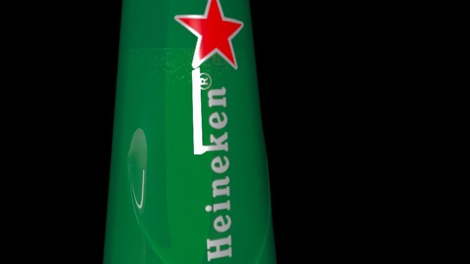 heineken beer bottle and glass Low-poly 3D model_4