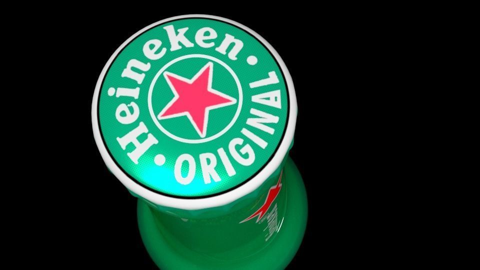 heineken beer bottle and glass Low-poly 3D model_2