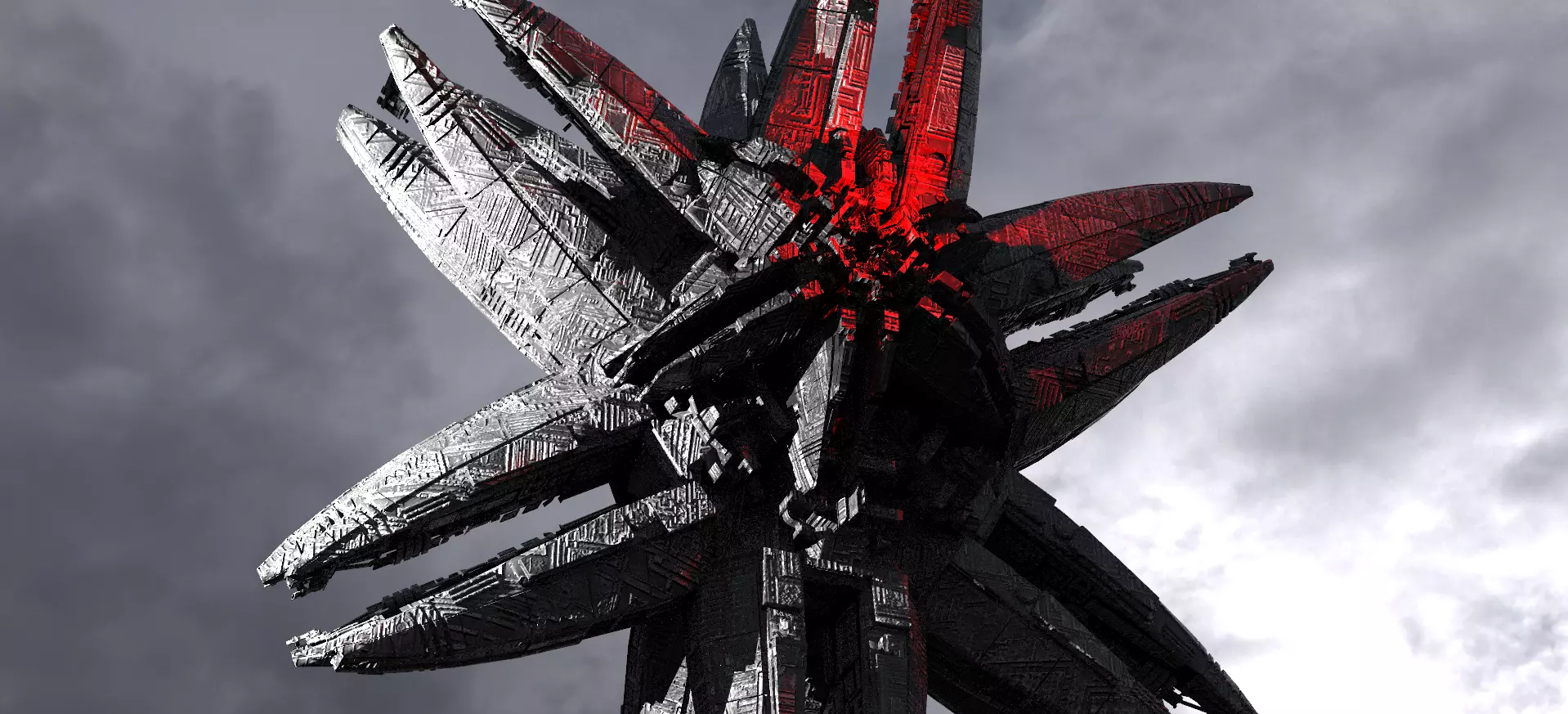 Dark Star Flower Ship design Kitbash 2 Low-poly 3D model_0