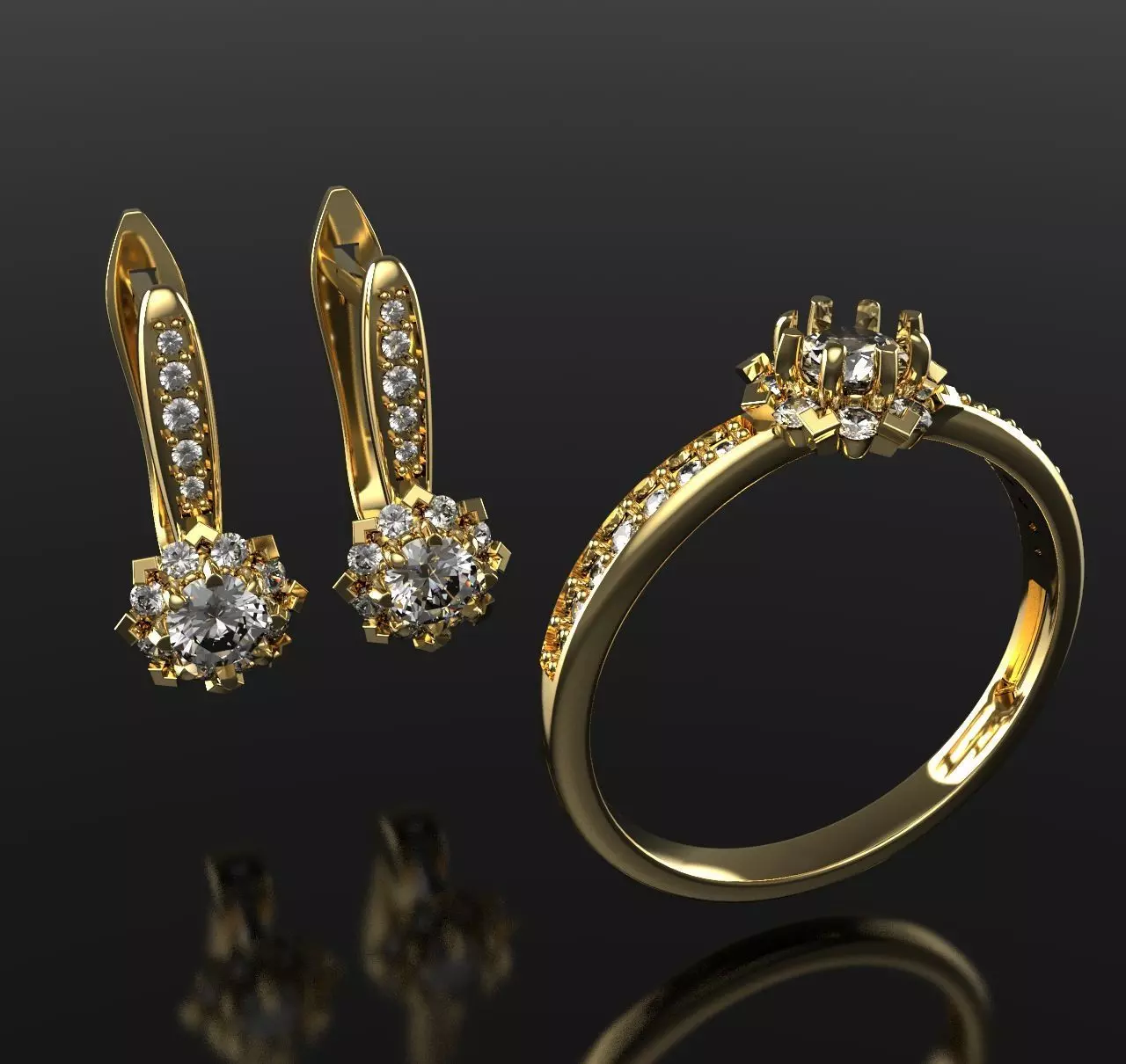 Set diamond flower 3D print model