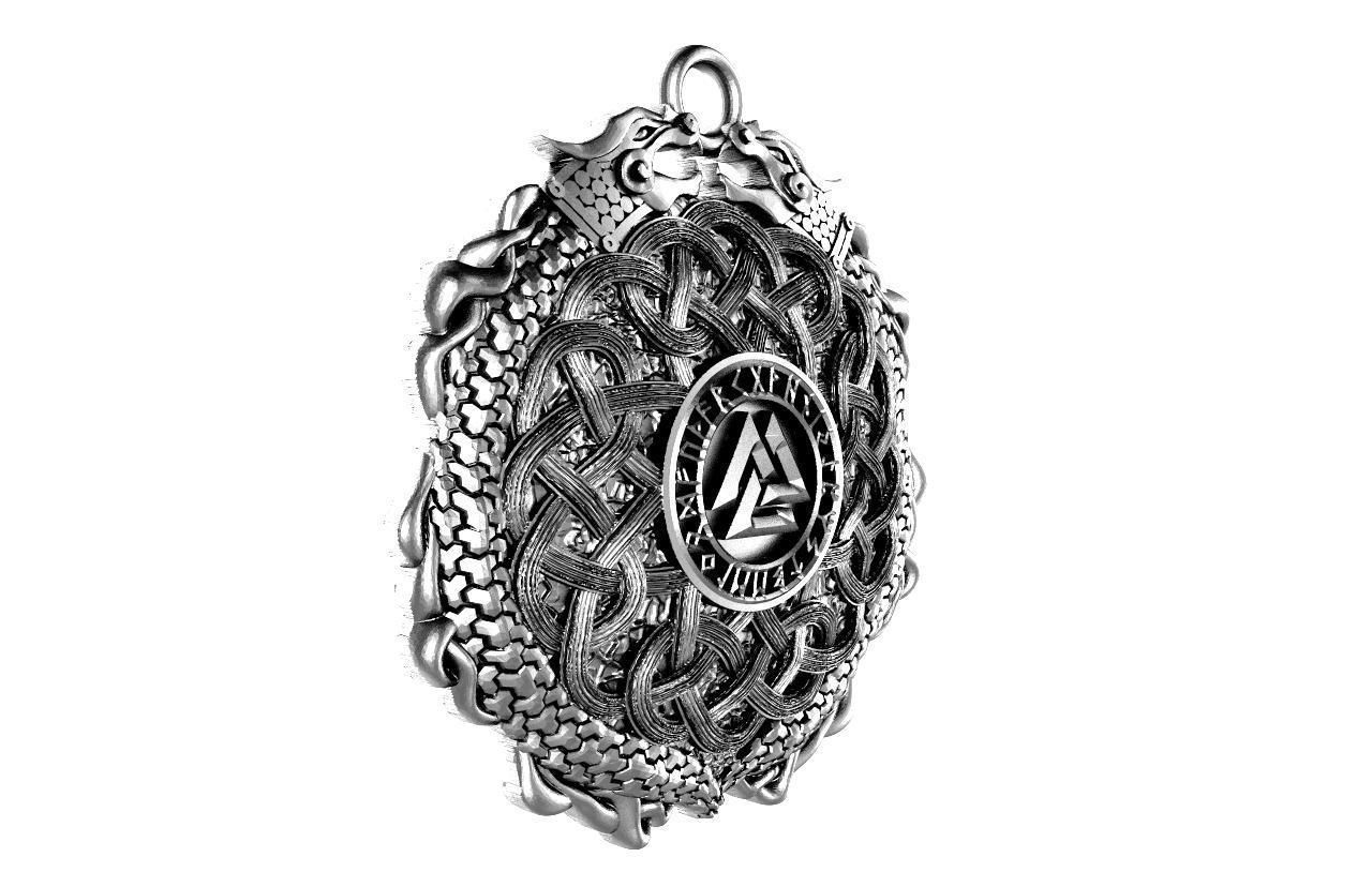 Viking valknut pendant 3D print model_2