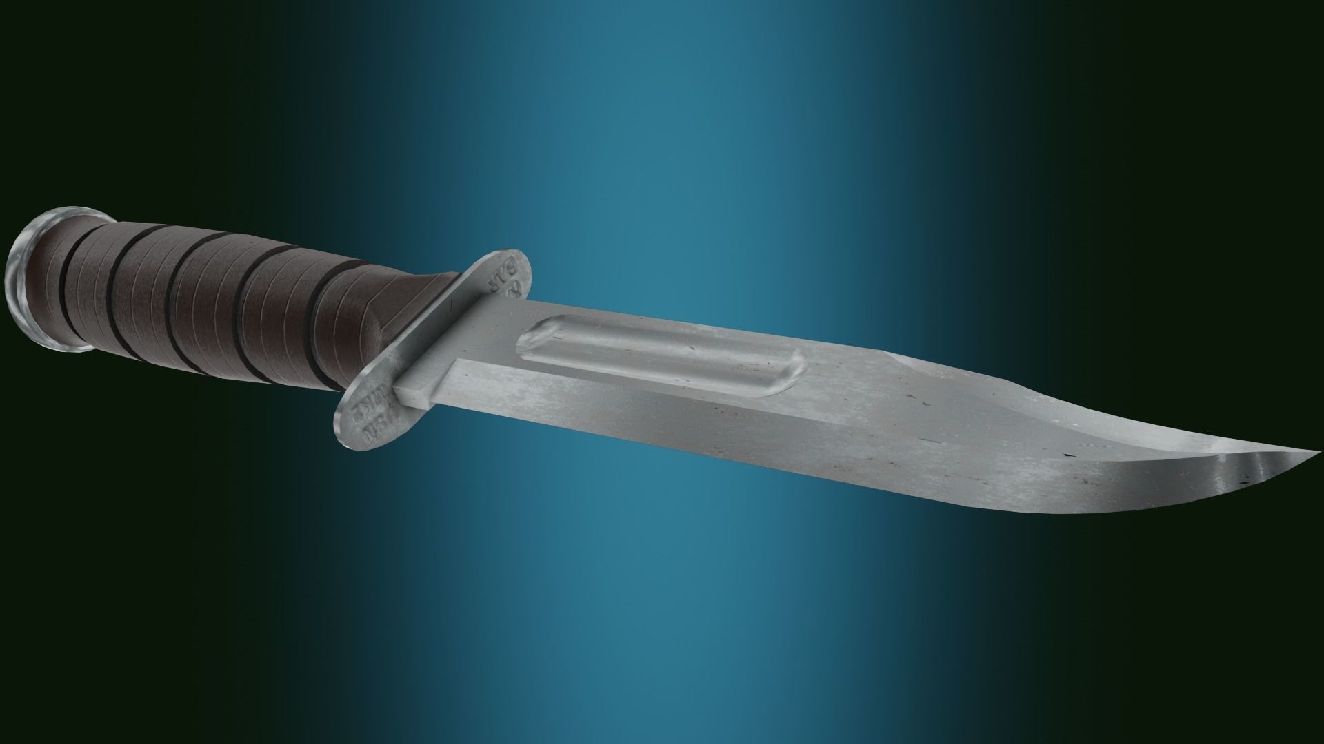 US Navy Mk2 Ka-bar combat knife Low-poly 3D model_6