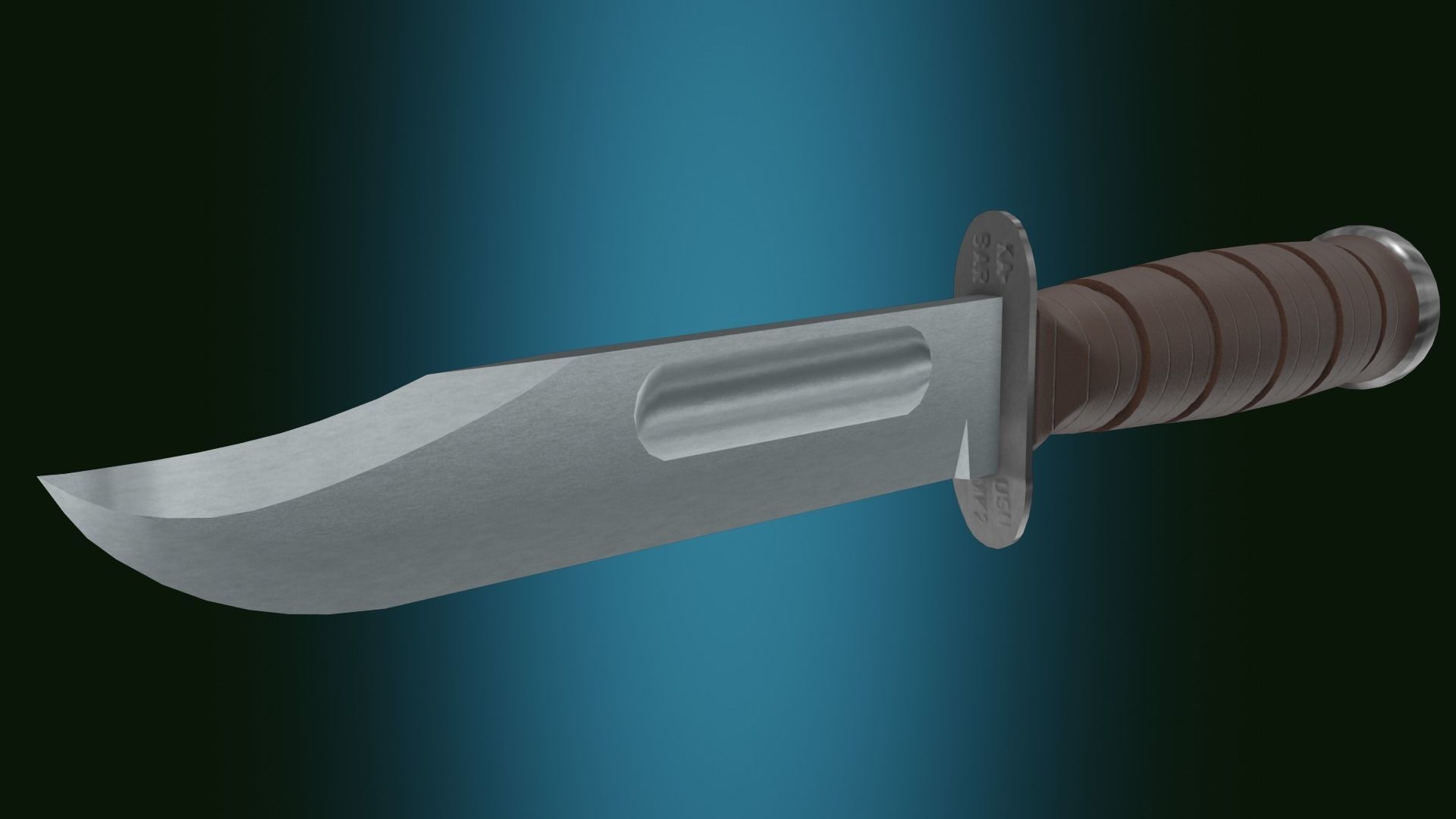 US Navy Mk2 Ka-bar combat knife Low-poly 3D model_3